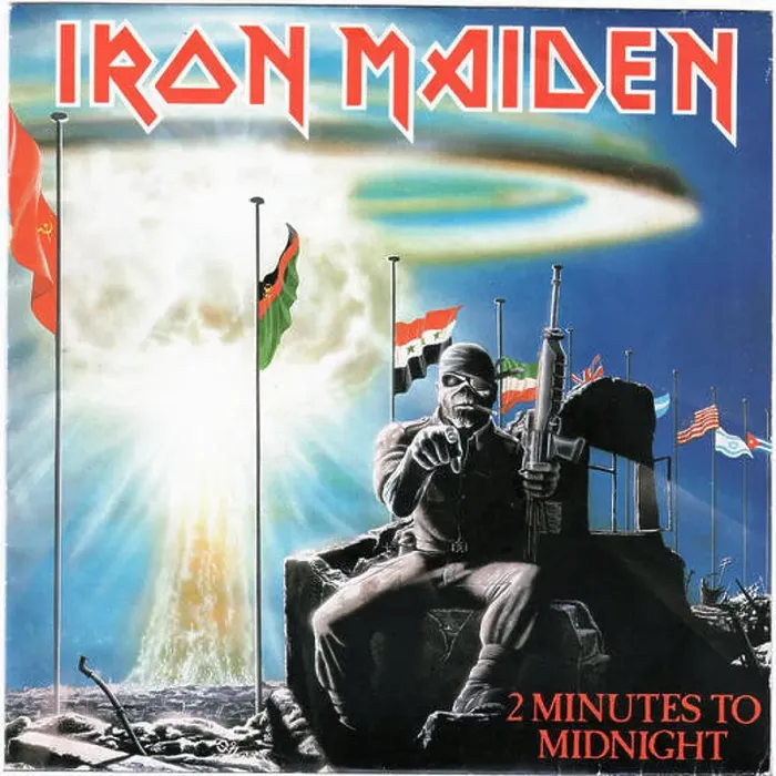 Framed Print : Iron Maiden - 2 minutes to midnight - Vintage Cover Album Framed Print : Iron Maiden - 2 minutes to midnight - Vintage Cover Album