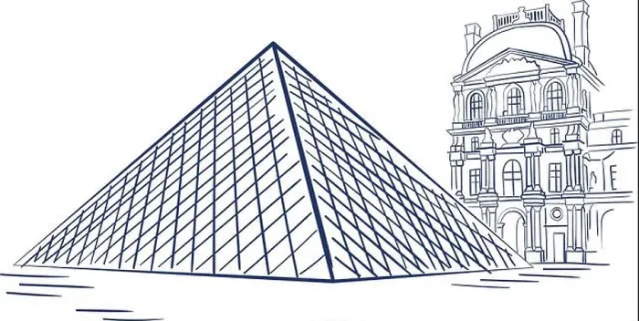 Framed Print : Isolated sketch of the Louvre museum Vector Framed Print : Isolated sketch of the Louvre museum Vector