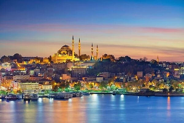 Istanbul. Image of Istanbul with Suleymaniye Mosque during sunset