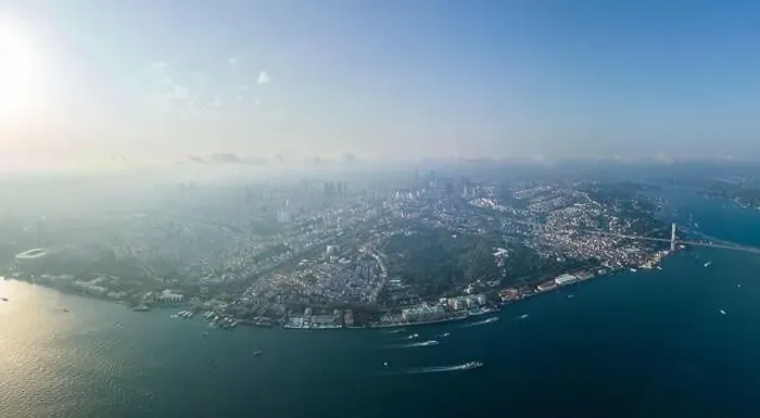 Framed Print : Istanbul panorama photo, Turkey. Istanbul Canal, Bosphoros canal. Cityscape in Background. Drone Point of View Framed Print : Istanbul panorama photo, Turkey. Istanbul Canal, Bosphoros canal. Cityscape in Background. Drone Point of View