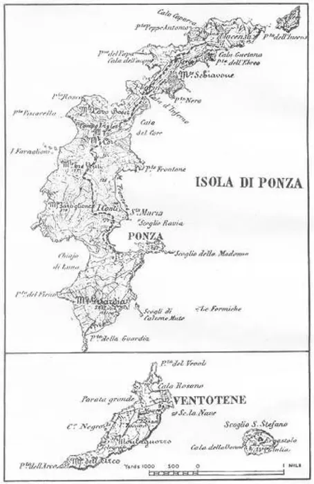 Framed Print : ITALY: Ponza & Ventotene, 1945 vintage map Framed Print : ITALY: Ponza & Ventotene, 1945 vintage map