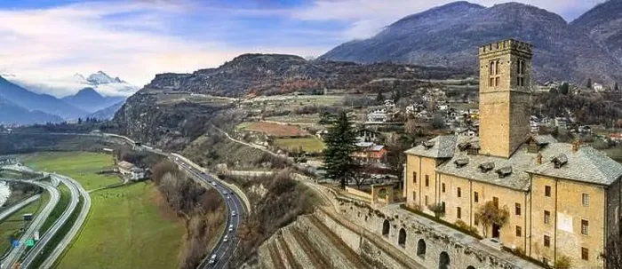 Framed Print : Italy, Valle d'Aosta region famous with medieval historic castles Framed Print : Italy, Valle d'Aosta region famous with medieval historic castles