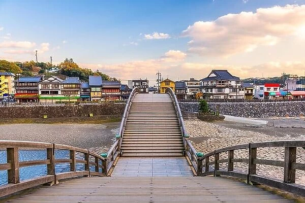 Iwakuni, Japan from Kintaikyo Bridge over the Nishiki River