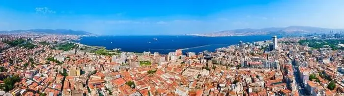 Framed Print : Izmir city centre aerial panoramic view Framed Print : Izmir city centre aerial panoramic view