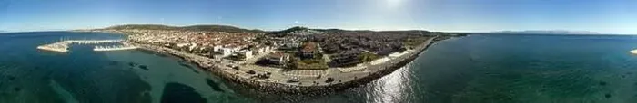 Framed Print : Izmir, Turkey - December 23 2023: Izmir Cesme's Ciftlikkoy district from a drone's lens on a clear day Framed Print : Izmir, Turkey - December 23 2023: Izmir Cesme's Ciftlikkoy district from a drone's lens on a clear day