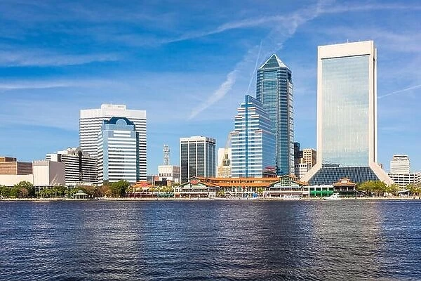 Jacksonville, Florida, USA downtown skyline over St. Johns River