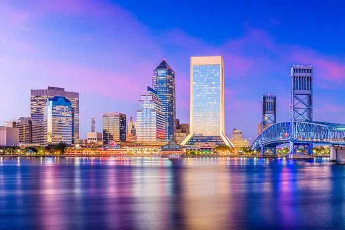 Framed Print : Jacksonville, Florida, USA skyline on the river at twilight Framed Print : Jacksonville, Florida, USA skyline on the river at twilight