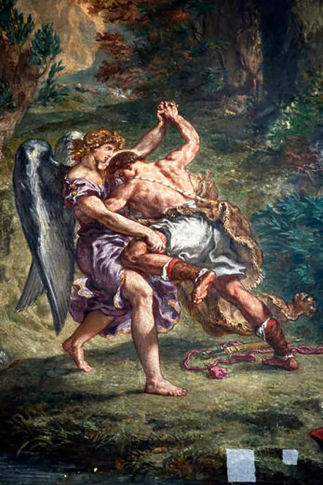 Framed Print : Jacob wrestling with the angel by Eugene Delacroix inside of Saint Sulpice Church, Paris, France Framed Print : Jacob wrestling with the angel by Eugene Delacroix inside of Saint Sulpice Church, Paris, France