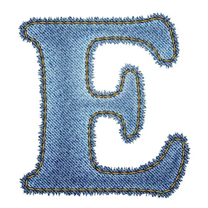 Framed Print : Jeans alphabet. Denim letter E Framed Print : Jeans alphabet. Denim letter E