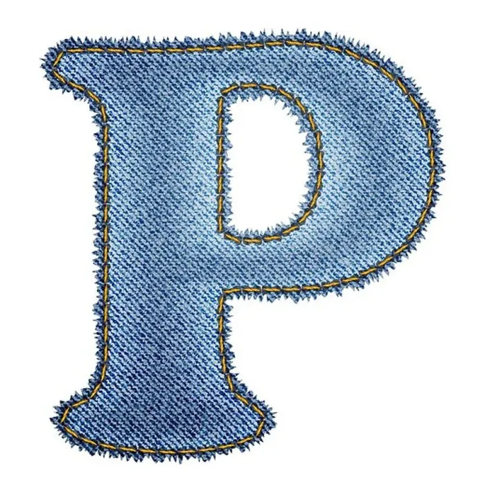 Framed Print : Jeans alphabet. Denim letter P Framed Print : Jeans alphabet. Denim letter P