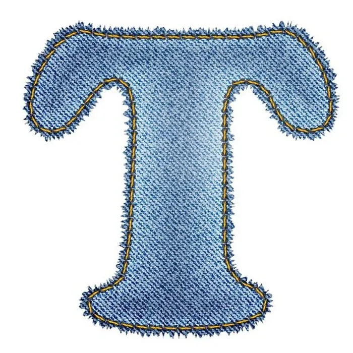 Framed Print : Jeans alphabet. Denim letter T Framed Print : Jeans alphabet. Denim letter T