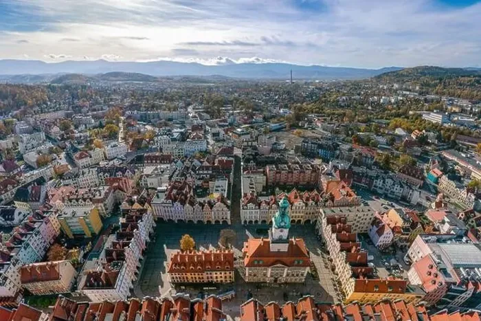 Framed Print : Jelenia Gora city center aerial view Framed Print : Jelenia Gora city center aerial view