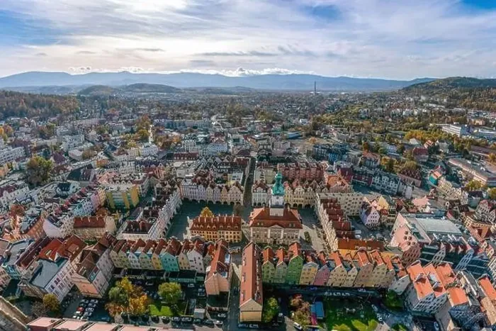 Framed Print : Jelenia Gora city center aerial view Framed Print : Jelenia Gora city center aerial view