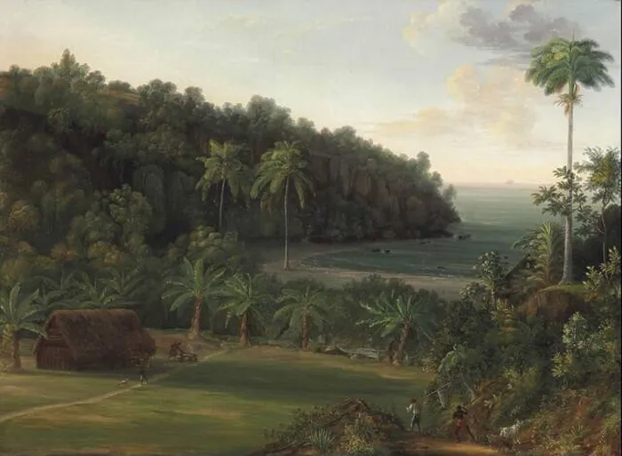 Framed Print : Jenny Prinssay - View of a bay on the island of Martinique (1814) Framed Print : Jenny Prinssay - View of a bay on the island of Martinique (1814)