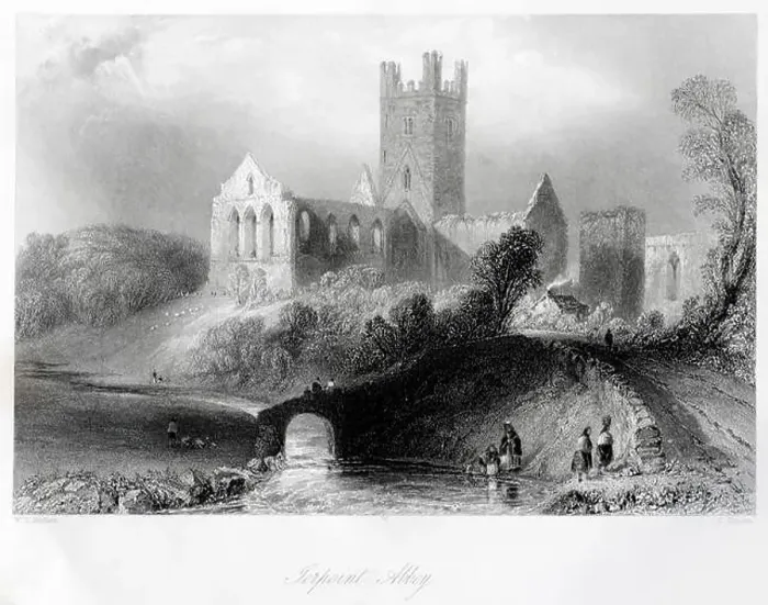 Framed Print : Jerpoint Abbey County Kilkenny Ireland, antique engraving c1842 Framed Print : Jerpoint Abbey County Kilkenny Ireland, antique engraving c1842