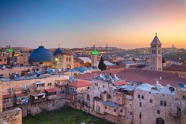 Jerusalem. Cityscape image of old town of Jerusalem, Israel at sunrise