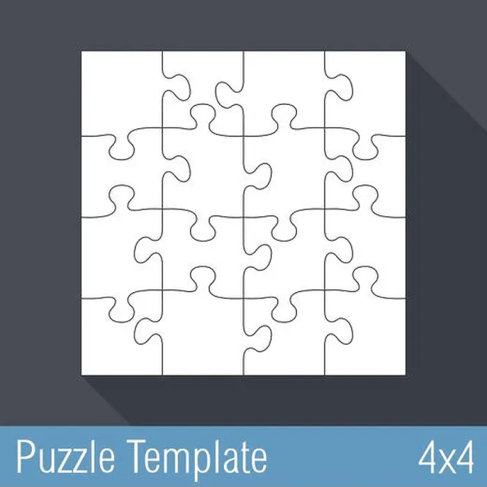 Framed Print : Jigsaw puzzle template 16 Pieces, 4x4, vector eps10 illustration Framed Print : Jigsaw puzzle template 16 Pieces, 4x4, vector eps10 illustration