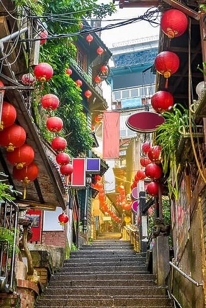 Jiufen, Taiwan at the landmark alleyway and steps