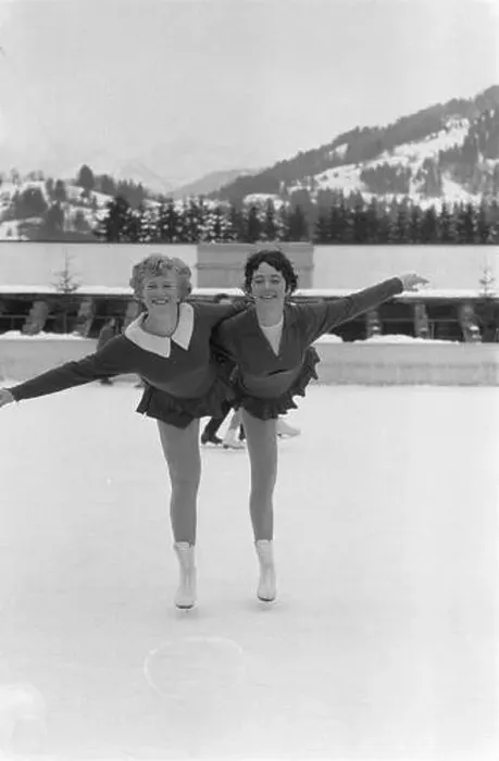 Framed Print : Joan Haanappel (right) and Sjoukje Dijkstra in Garmisch Date: February 5 Framed Print : Joan Haanappel (right) and Sjoukje Dijkstra in Garmisch Date: February 5