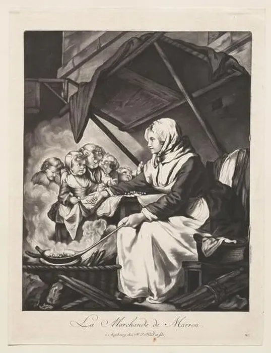 Framed Print : Johann Jakob Haid, La Marchande de Marron (The Chestnut Seller), mezzotint on laid paper Framed Print : Johann Jakob Haid, La Marchande de Marron (The Chestnut Seller), mezzotint on laid paper