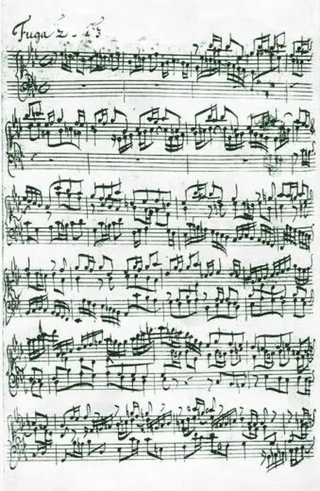 Framed Print : Johann Sebastian Bachs Well-Tempered Clavier score page (Book One) in C Minor with 3 voices Framed Print : Johann Sebastian Bachs Well-Tempered Clavier score page (Book One) in C Minor with 3 voices