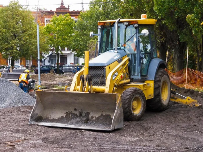 Framed Print : John Deere 410G 4x4 loader backhoe Framed Print : John Deere 410G 4x4 loader backhoe