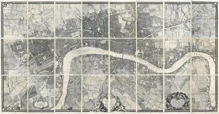 Framed Print : John Rocque's map of London and Westminster, 1746, all sheets Framed Print : John Rocque's map of London and Westminster, 1746, all sheets