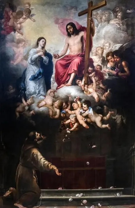 Framed Print : The Jubilee of the Porciuncula (El Jubileo de la Porciuncula) by Bartolomé-Esteban Murillo (1617-1682)