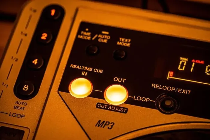 Framed Print : JULY 19, 2019 - MALAGA, SPAIN. Closeup of Cue IN / OUT buttons on a Pioneer CDJ 800 Mk2 CD Player Framed Print : JULY 19, 2019 - MALAGA, SPAIN. Closeup of Cue IN / OUT buttons on a Pioneer CDJ 800 Mk2 CD Player