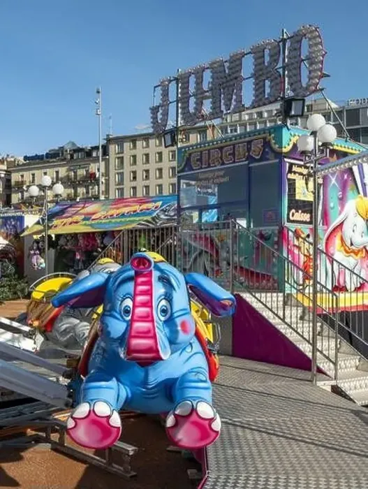Framed Print : Jumping elephant in a carousel at the fun fair Framed Print : Jumping elephant in a carousel at the fun fair