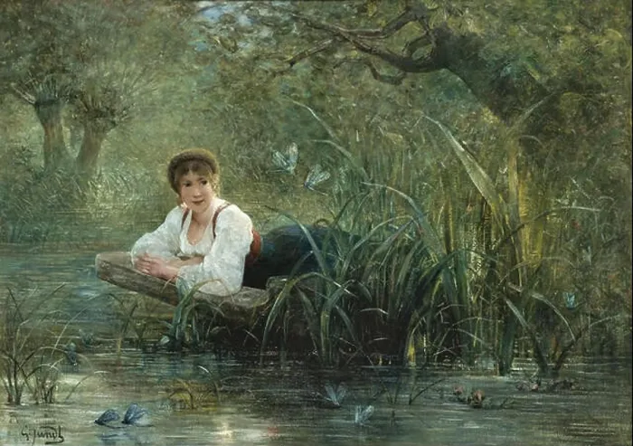 Framed Print : Jundt Gustave Adolphe - Les Libellules (by the Riverbank) Framed Print : Jundt Gustave Adolphe - Les Libellules (by the Riverbank)