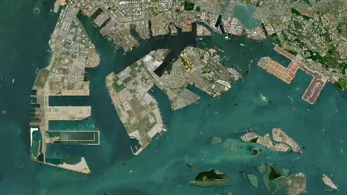 Framed Print : Jurong Island in the Singapore Strait on a satellite image taken in September 13, 2017 Framed Print : Jurong Island in the Singapore Strait on a satellite image taken in September 13, 2017