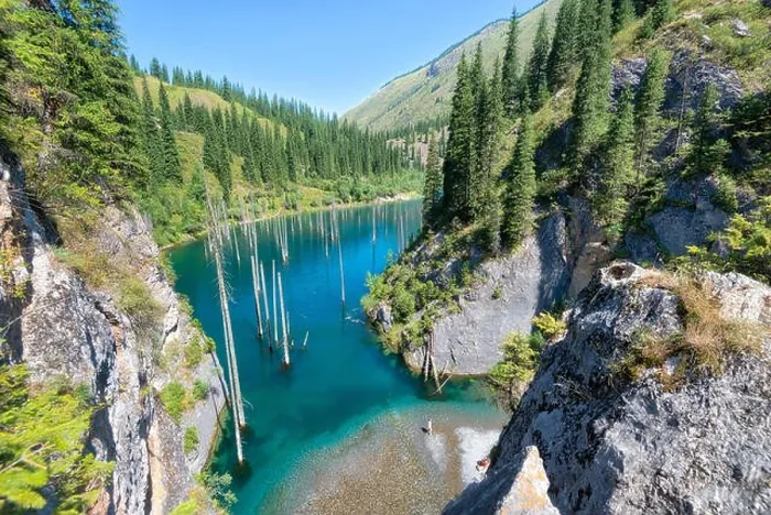 Framed Print : Kaindy Lake in South East Kazakhstan, taken in August 2018 taken in hdr Framed Print : Kaindy Lake in South East Kazakhstan, taken in August 2018 taken in hdr