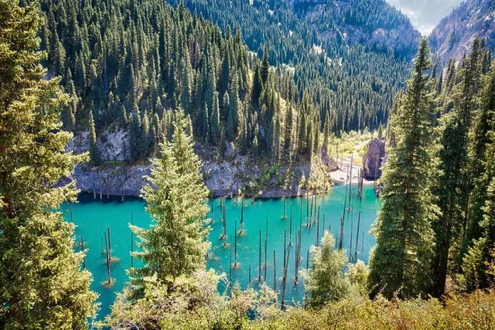 Framed Print : Kaindy Lake in South East Kazakhstan, taken in August 2018 taken in hdr Framed Print : Kaindy Lake in South East Kazakhstan, taken in August 2018 taken in hdr
