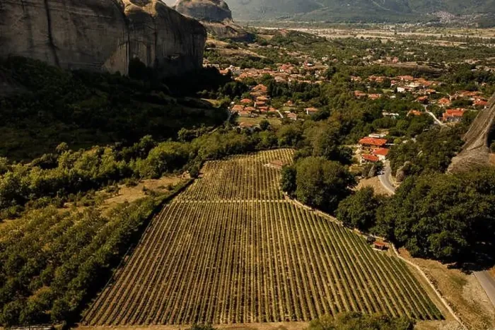 Framed Print : Kalambaka village at the foot of the rocks Meteora, Greece. top view Framed Print : Kalambaka village at the foot of the rocks Meteora, Greece. top view
