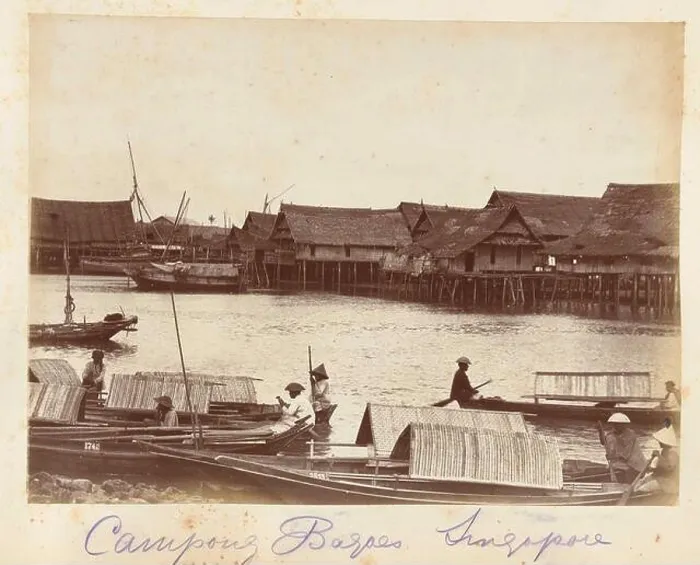 Framed Print : Kampong in Singapore, seen from the water; Campong Bagoes Singapore Framed Print : Kampong in Singapore, seen from the water; Campong Bagoes Singapore