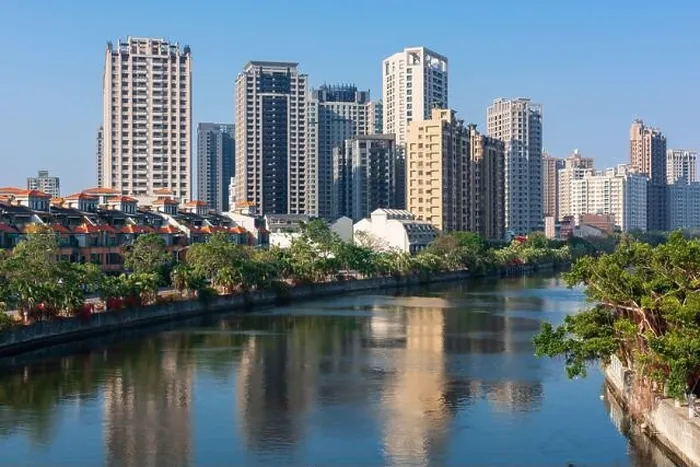 Framed Print : Kaohsiung, Taiwan residential high rises cityscape on Love River Framed Print : Kaohsiung, Taiwan residential high rises cityscape on Love River