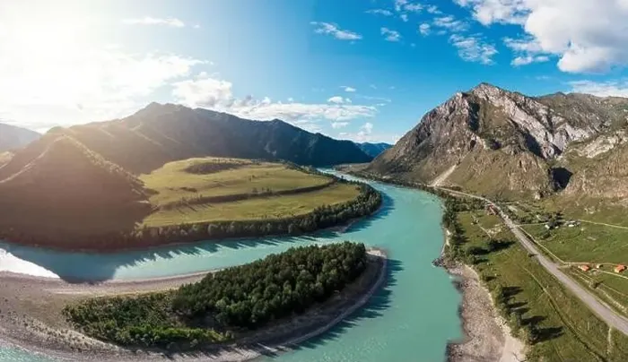 Framed Print : The Katun river in summer day in Altai Republic, Russia, Altai mountains, aerial panorama from drone Framed Print : The Katun river in summer day in Altai Republic, Russia, Altai mountains, aerial panorama from drone