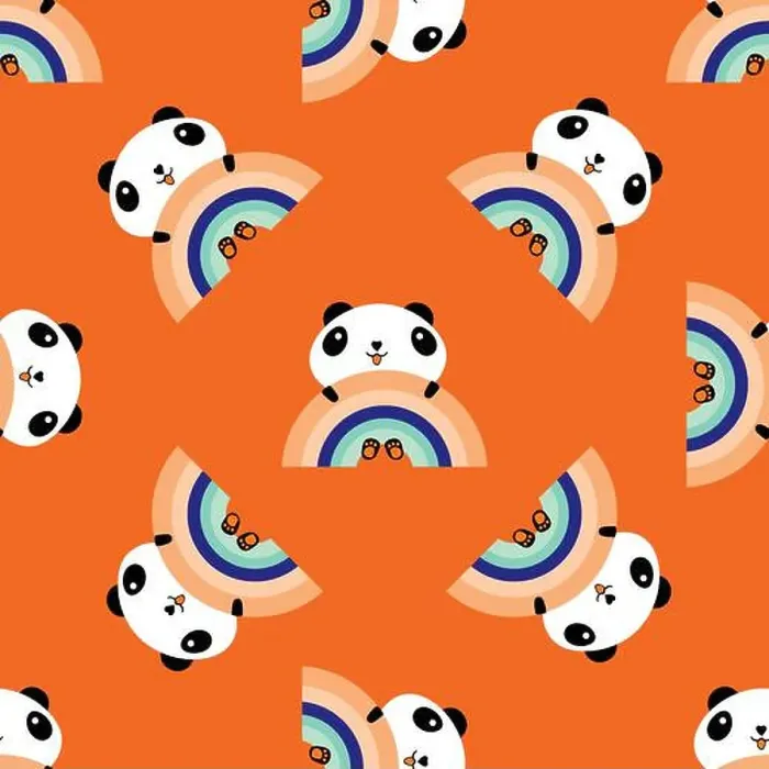 Framed Print : Kawaii panda rainbow seamless vector pattern background Framed Print : Kawaii panda rainbow seamless vector pattern background