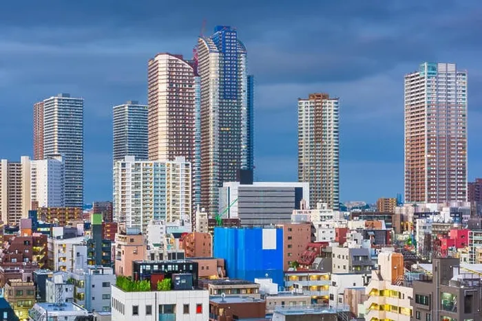 Framed Print : Kawasaki, Japan downtown city skyline at dusk in the Musashi-Kosugi area