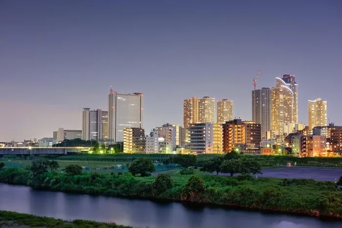 Framed Print : Kawasaki, Japan skyline on the Tamagawa River at night Framed Print : Kawasaki, Japan skyline on the Tamagawa River at night