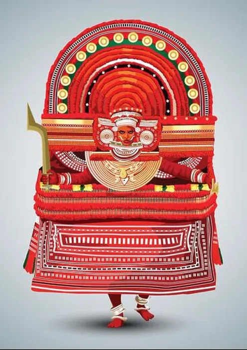 Framed Print : Kerala traditional folk dance Theyyam full size vector illustration design Framed Print : Kerala traditional folk dance Theyyam full size vector illustration design