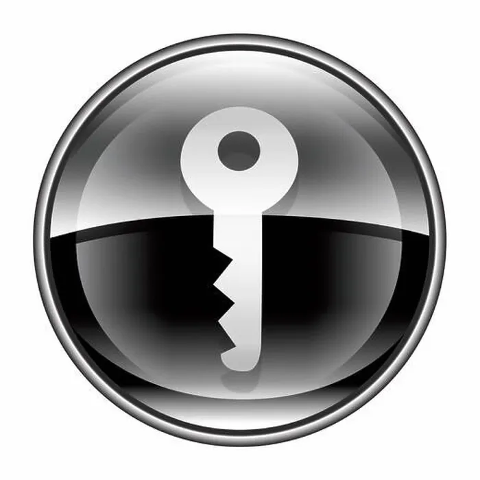 Framed Print : Key icon black, isolated on white background