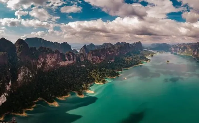Framed Print : Khao Sok Thailand, drone aerial view over the lake Framed Print : Khao Sok Thailand, drone aerial view over the lake