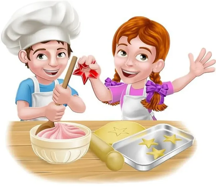 Framed Print : Kid Chef Cartoon Characters Baking Framed Print : Kid Chef Cartoon Characters Baking