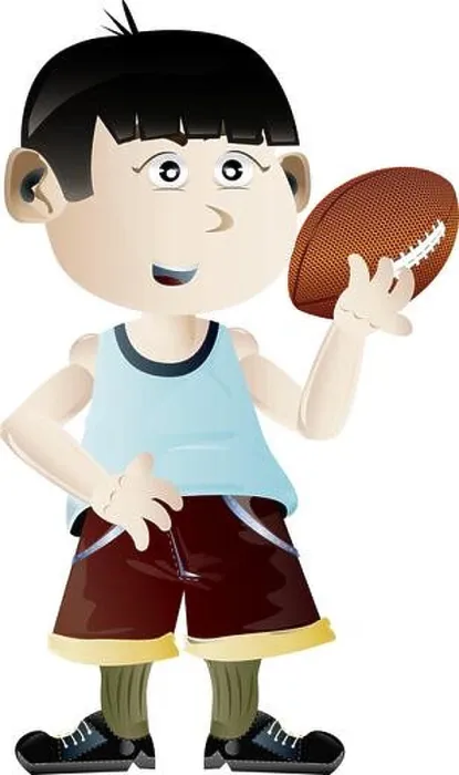 Framed Print : kid holding football ball vector Framed Print : kid holding football ball vector