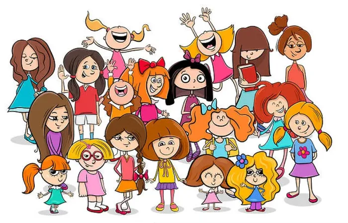 Framed Print : kid or teen cartoon girls characters group Framed Print : kid or teen cartoon girls characters group