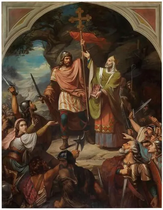Framed Print : King Pelayo at the Battle of Covadonga by Luis de Madrazo y Kuntz Framed Print : King Pelayo at the Battle of Covadonga by Luis de Madrazo y Kuntz