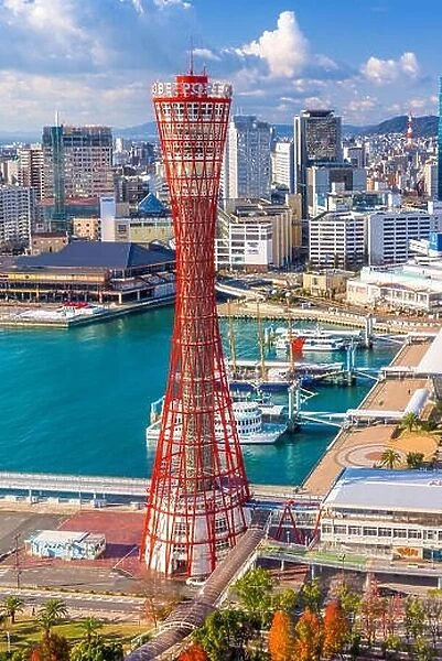KOBE, JAPAN - DECEMBER 17, 2017; Kobe Port Tower and skyline