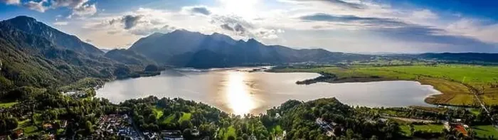 Framed Print : Kochelsee lake beautiful alps panorama in bavaria. Scenic Drone shot Framed Print : Kochelsee lake beautiful alps panorama in bavaria. Scenic Drone shot